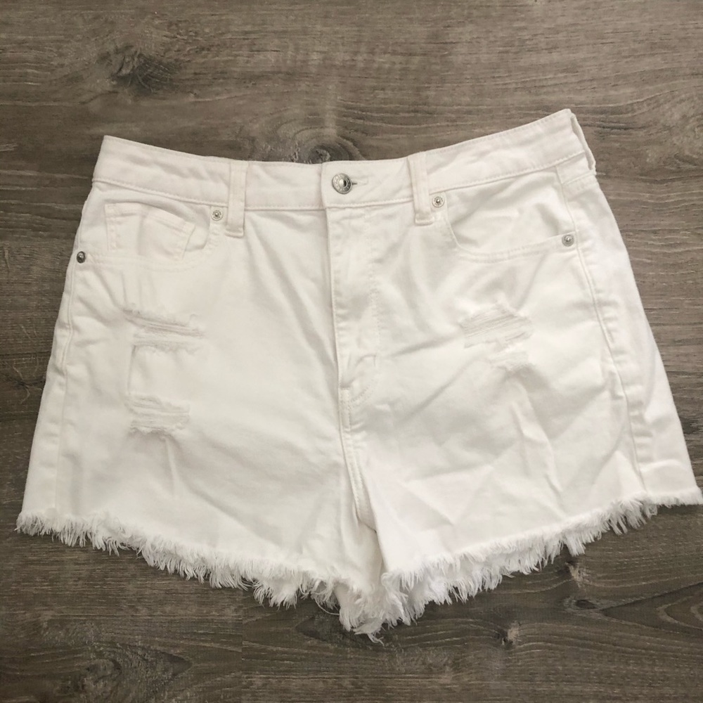 White High-Waisted Jean Shorts